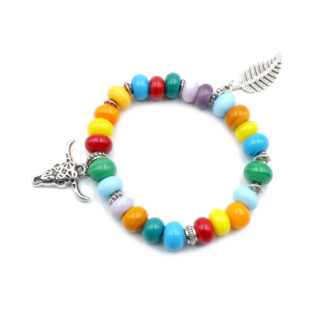 bracelet perles en verre murano et métal argenté bracelet femme multicolore création artisanale